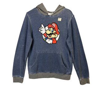 Nintendo Super Mario Bros Boys Size XL Distressed Pull Over Hoodie NWT